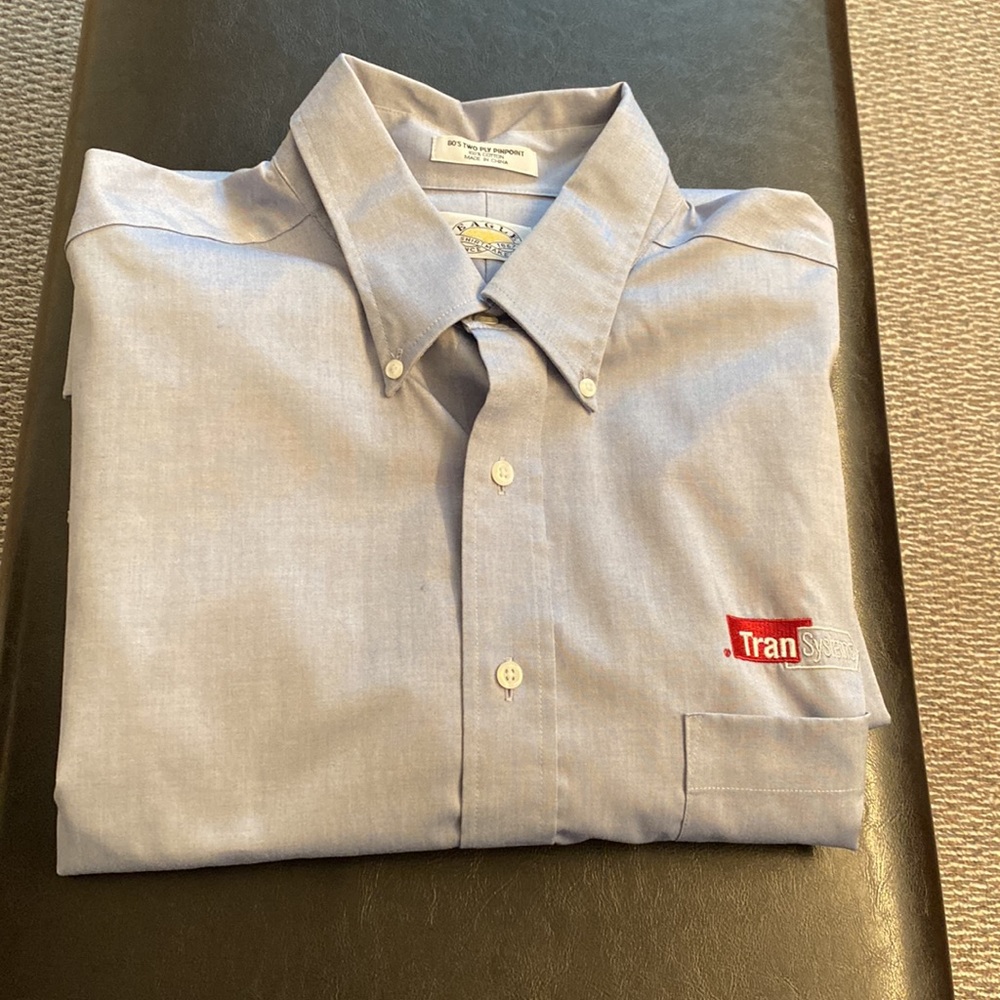 Blue pinpoint dress shirt TransSystems